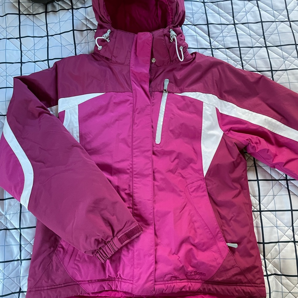 L.L. Bean Pink and White Bomber Jacket